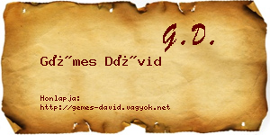 Gémes Dávid névjegykártya