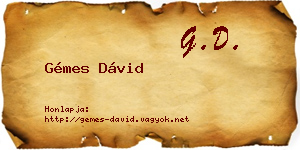 Gémes Dávid névjegykártya